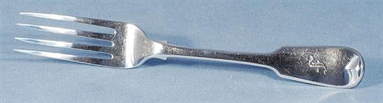 A set of six George IV silver fiddle pattern table forks, Length 202 mm, weight 14.5oz/465 grms